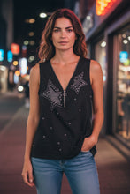 Load image into Gallery viewer, Studded Stars Black Tank Top
